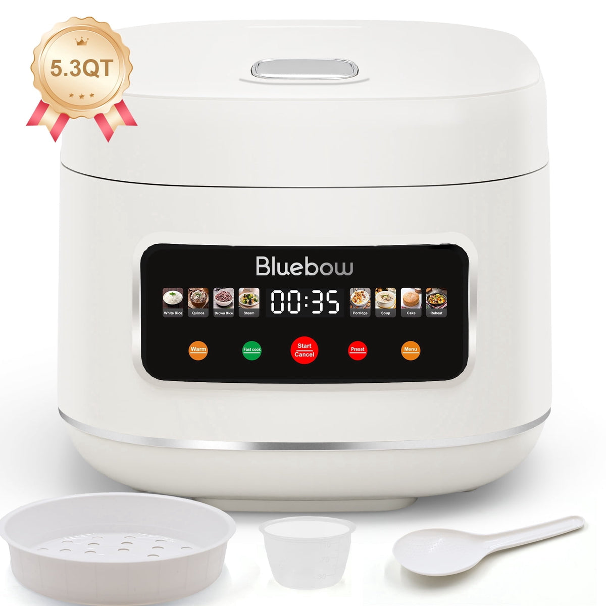 Garly Kitchen Digital Rice Cooker, 8-Cup 5.3-Qt Rice Maker, 8-in-1 Smart Multi-Cooker