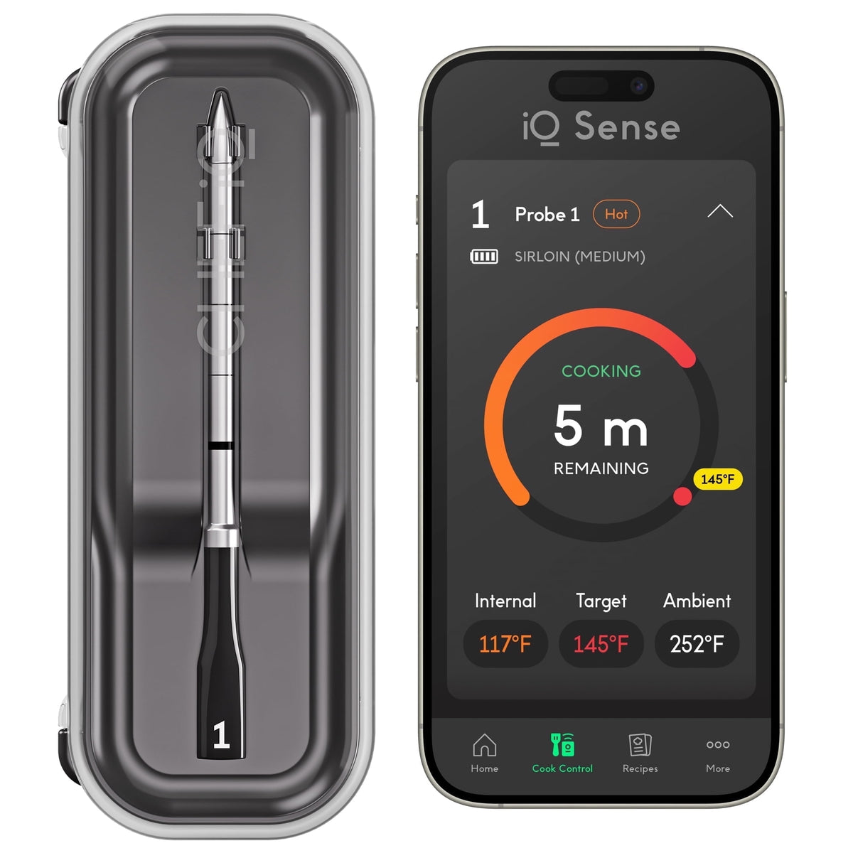 Garly Kitchen by Smart Wireless Meat Thermometer, WiFi Unlimited Range, 5 Sensors