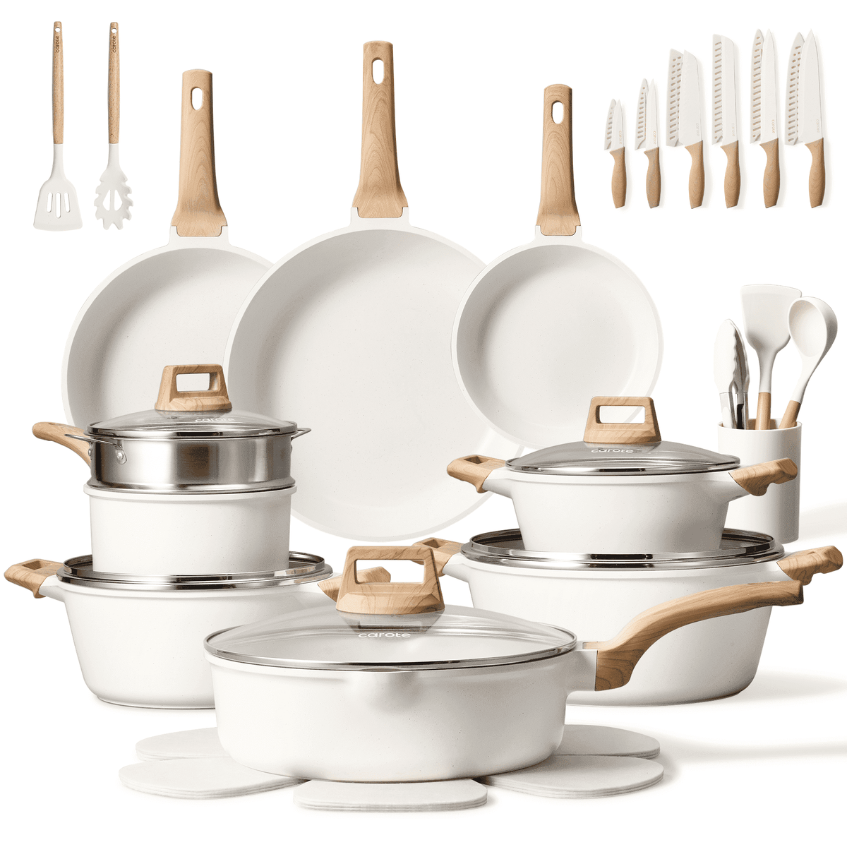 Garly Kitchen 39-Piece Nonstick Pots and Pans Set, Induction Cookware Set with Granite Coating