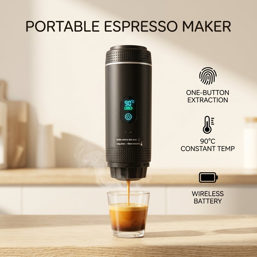 Garly Kitchen Doulami Rechargeable Cordless Portable Coffee Maker for Travel & Camping