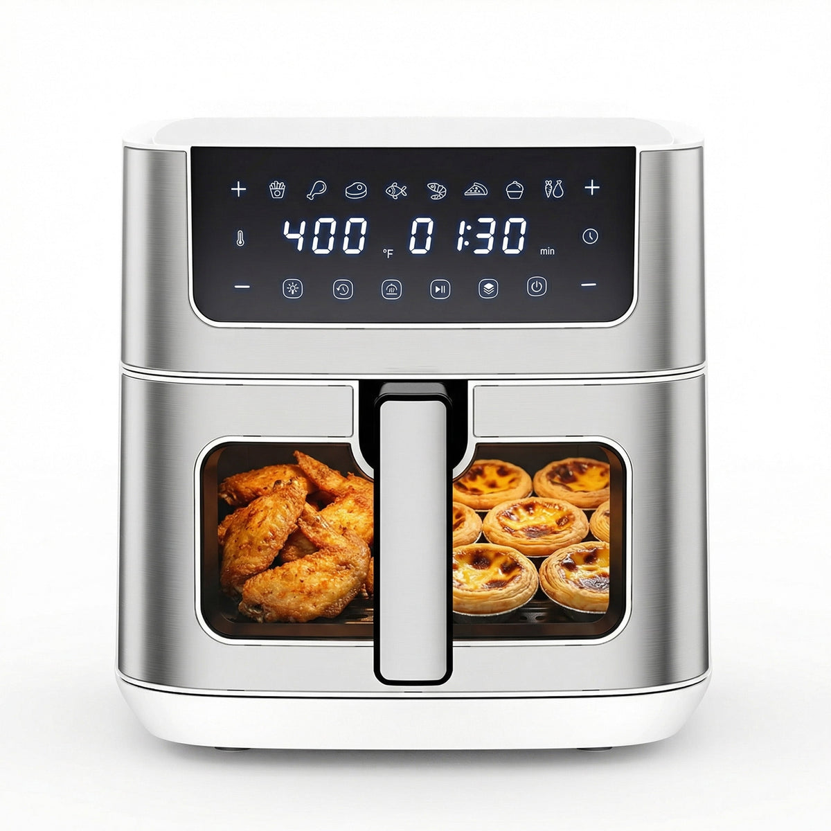 Garly Kitchen EDX 6-Qt Stainless Steel Air Fryer with Digital Touchscreen, 1500W, 8 Presets
