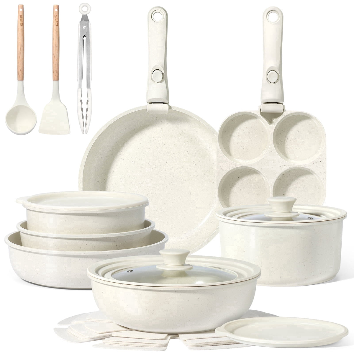 Garly Kitchen Gipp 21 Piece Ceramic Pots and Pans Set Non Stick