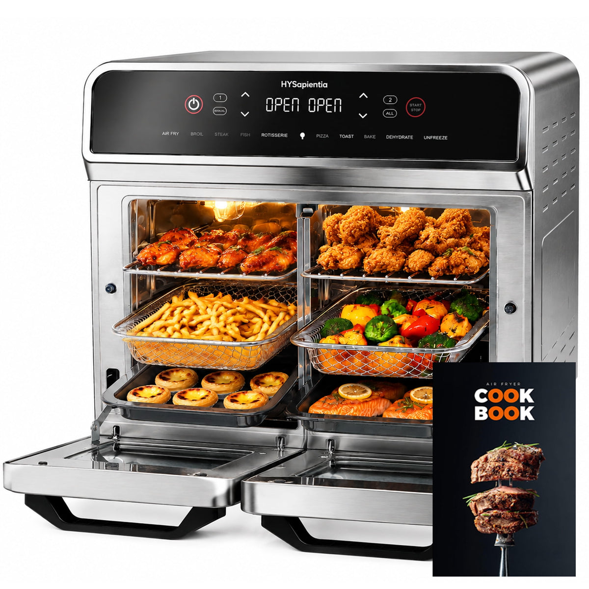 Garly Kitchen 24-Qt Dual Zone Air Fryer Oven With Rotisserie