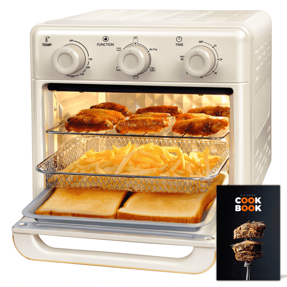 Garly Kitchen 10.6-Qt Air Fryer Toaster Oven, 1000W Air Fryer Oven Combo, 3-Layer Cooking