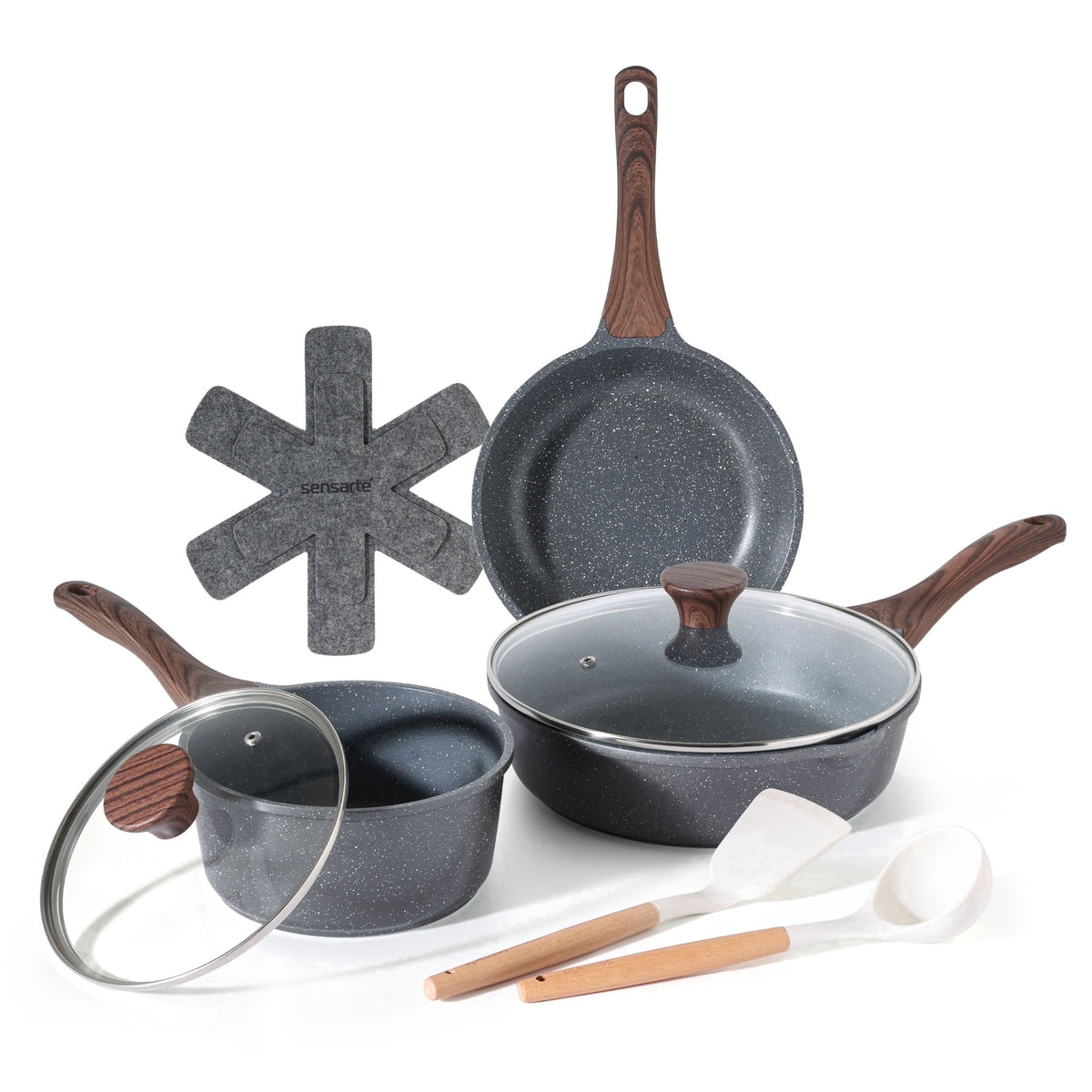 Garly Kitchen SENSARTE Ceramic Nonstick Pots and Pans Set