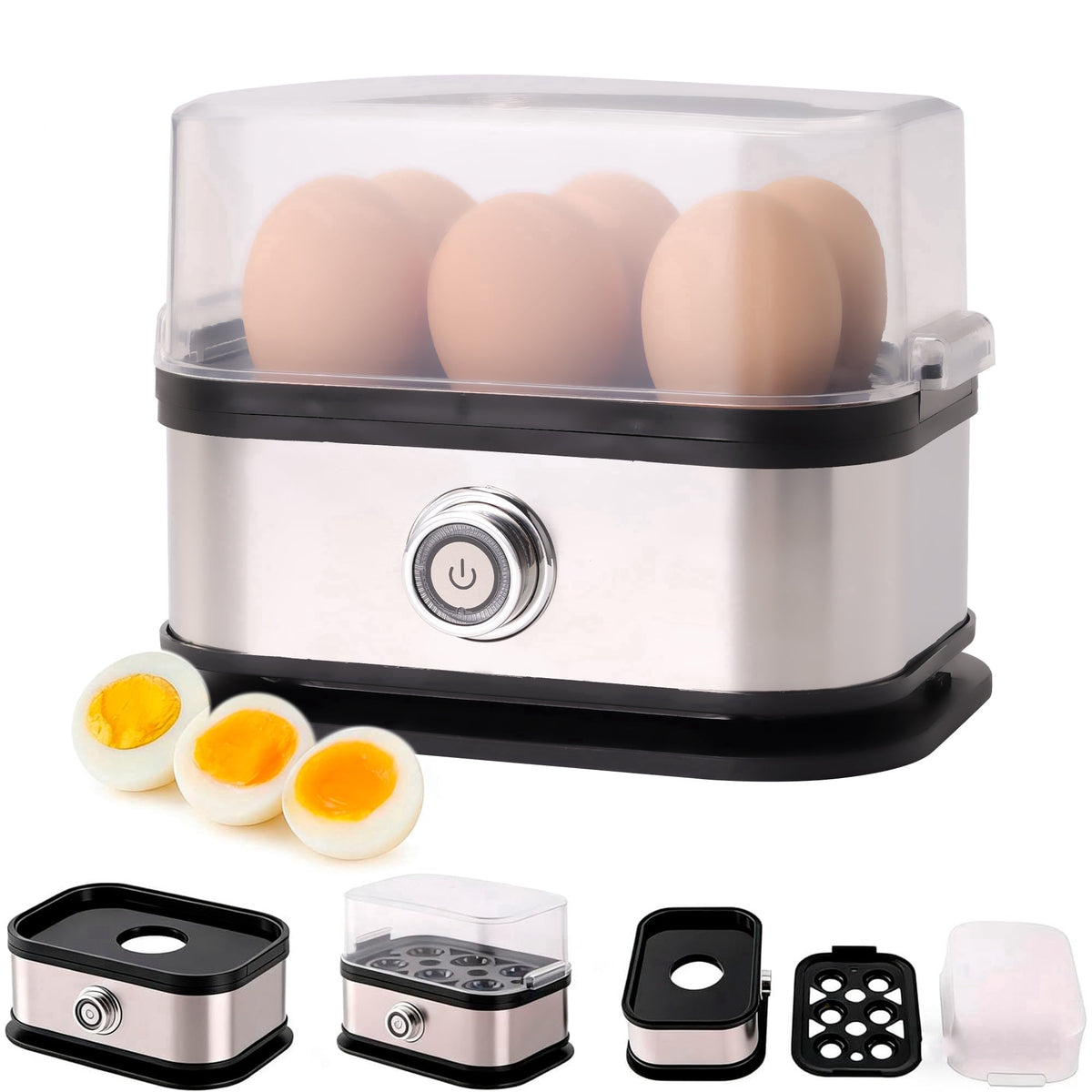 Garly Kitchen Smart Electric Egg Cooker, 6 Egg Capacity Rapid Cooker, Auto Shut-Off