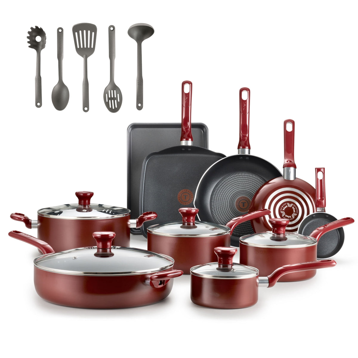 Garly Kitchen Nonstick Cookware, 20 piece Set, Grey, B087SKDW