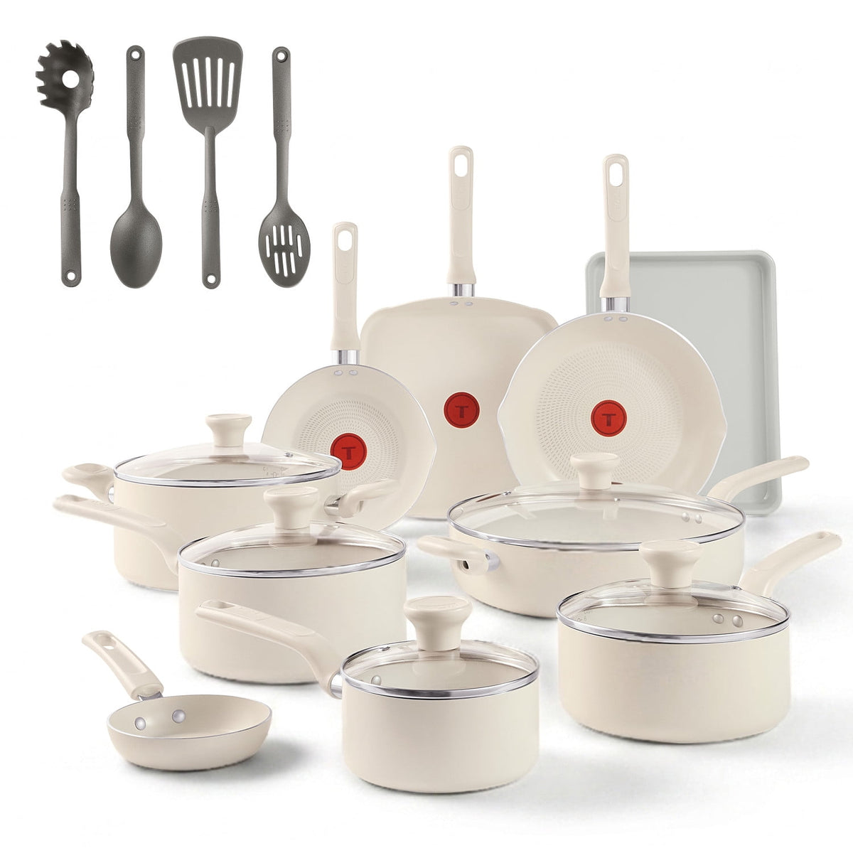 Garly Kitchen Nonstick Cookware, 20 piece Set, Grey, B087SKDW