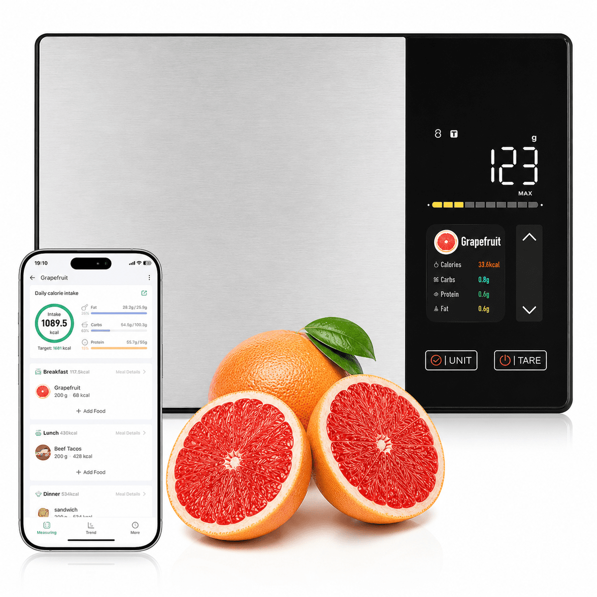 Garly Kitchen 11lb Smart Kitchen Scale - Nutritional Calculator, 23 Nutrients Tracking App