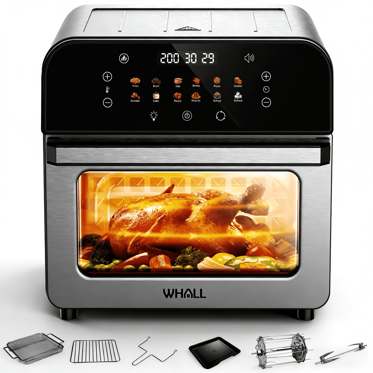 Garly Kitchen 12-Qt Touchscreen Air Fryer Toaster Oven, 12 Pre-set Menus, Clear Window, Less Oil