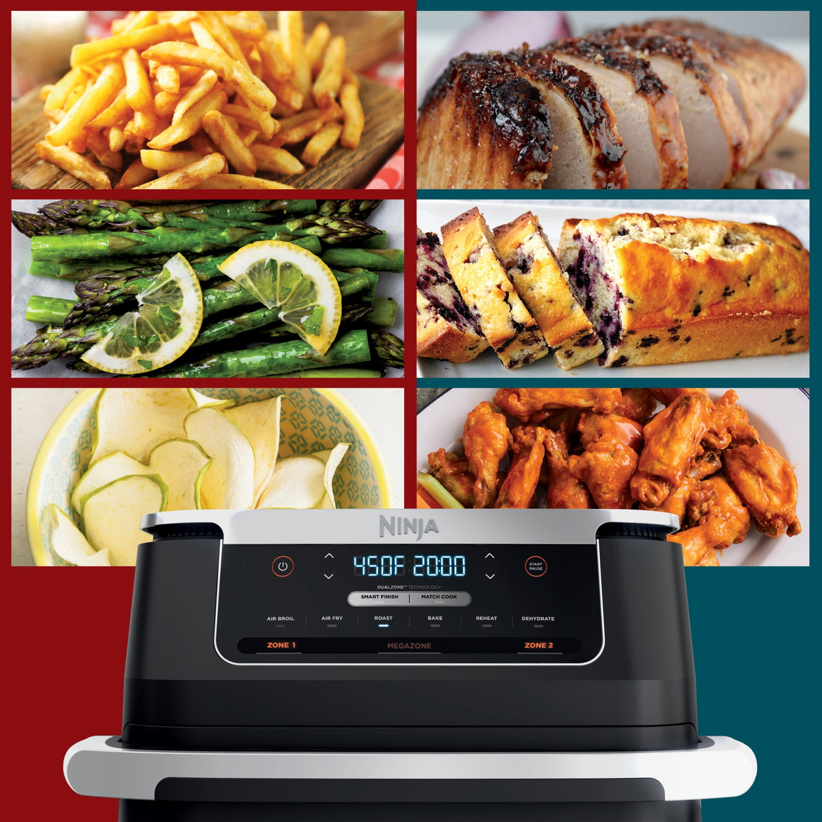 Garly Kitchen Air Fryer 7-Qt, DualZone FlexBasket, 6-in-1, Smart Finish, Cook 2 Foods 2 Ways