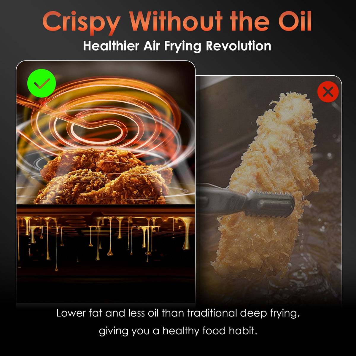 Garly Kitchen 6-Qt Air Fryer with Visual Window, 8 Preset Menus & 360° Rapid Air Circulation