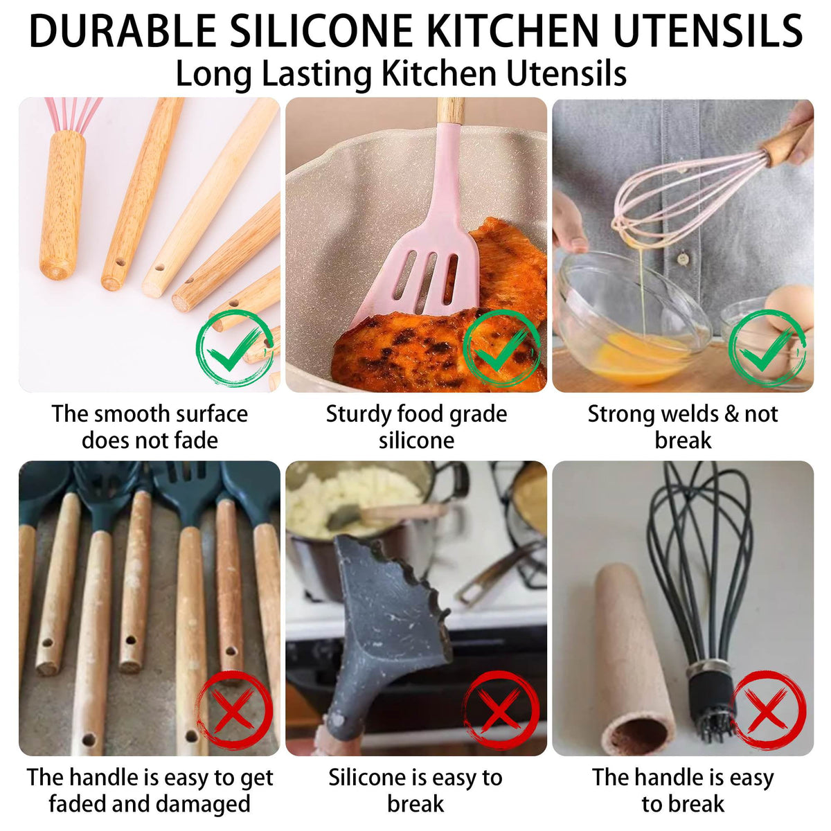 Garly Kitchen HEESEM 19-Piece Silicone Kitchen Utensil & Knife Set - Heat-Resistant Cooking Tools