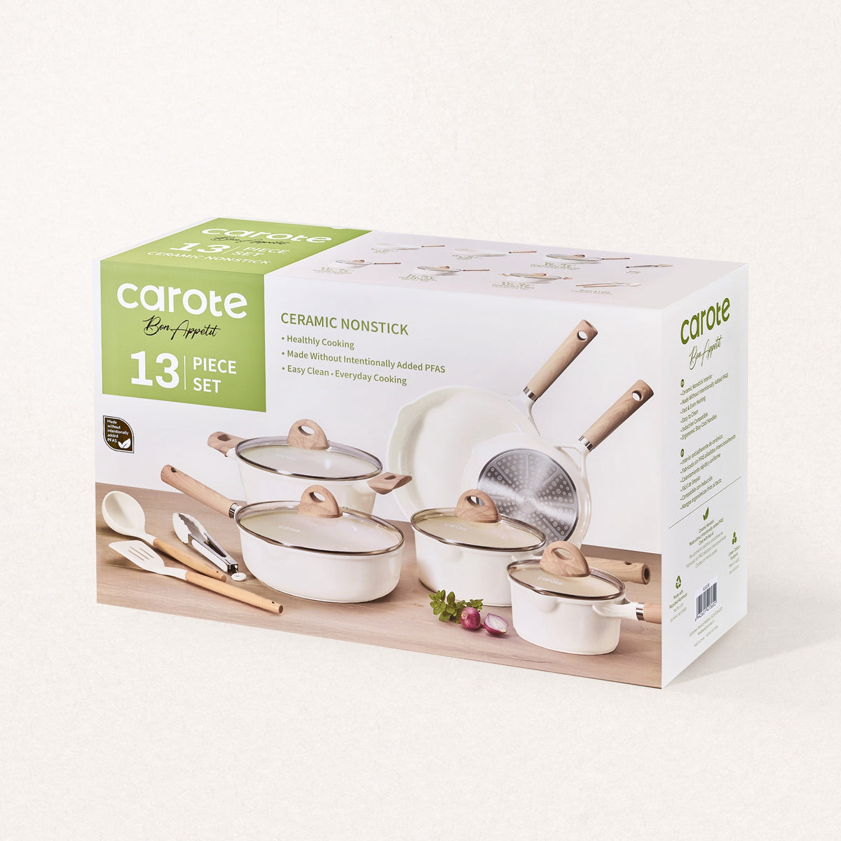 Garly Kitchen Ceramic Nonstick Pots and Pans Set, 13 Pieces Kitchen Cookware Sets Compatible