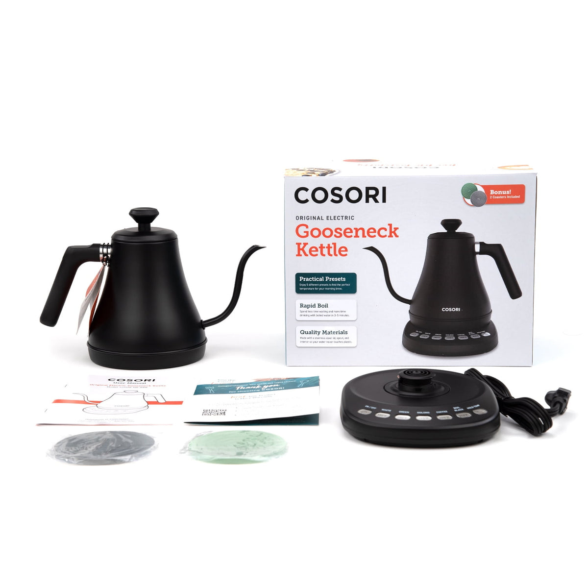 Garly Kitchen Smart Gooseneck Kettle Electric with Temperature Control, Stainless Steel, 0.8L