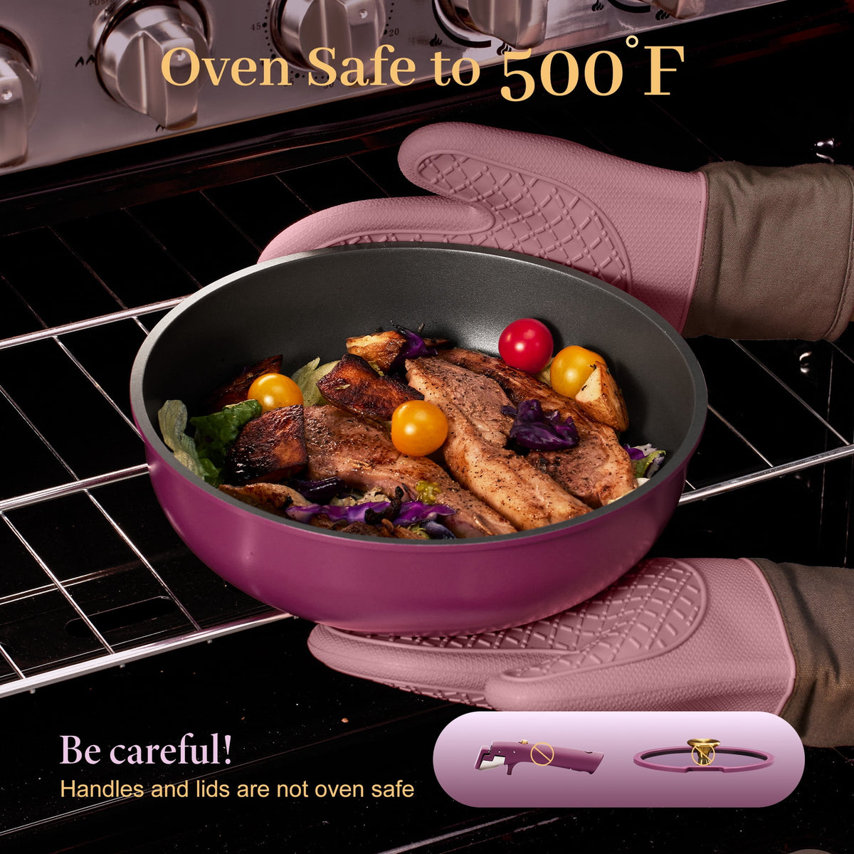 Garly Kitchen 20 Pcs Nonstick Cookware Sets, Pots and Pans Set with Detachable Handles, Oven Safe