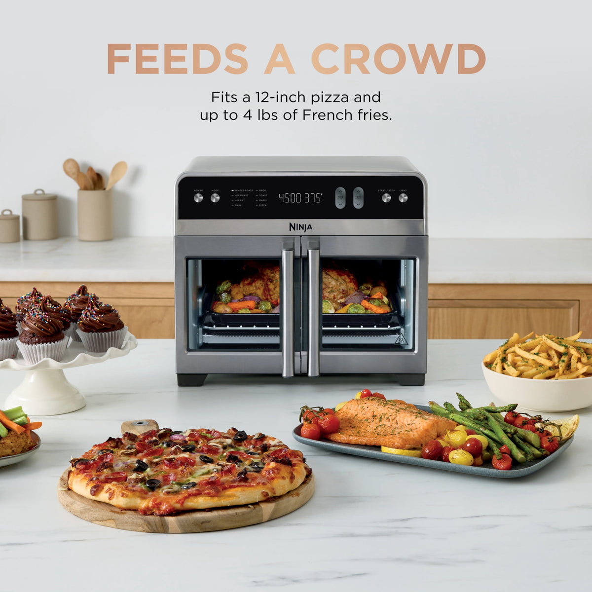 Garly Kitchen French Door 8-in-1 Countertop Oven, with Smart Surroundair Technology and Air Fry