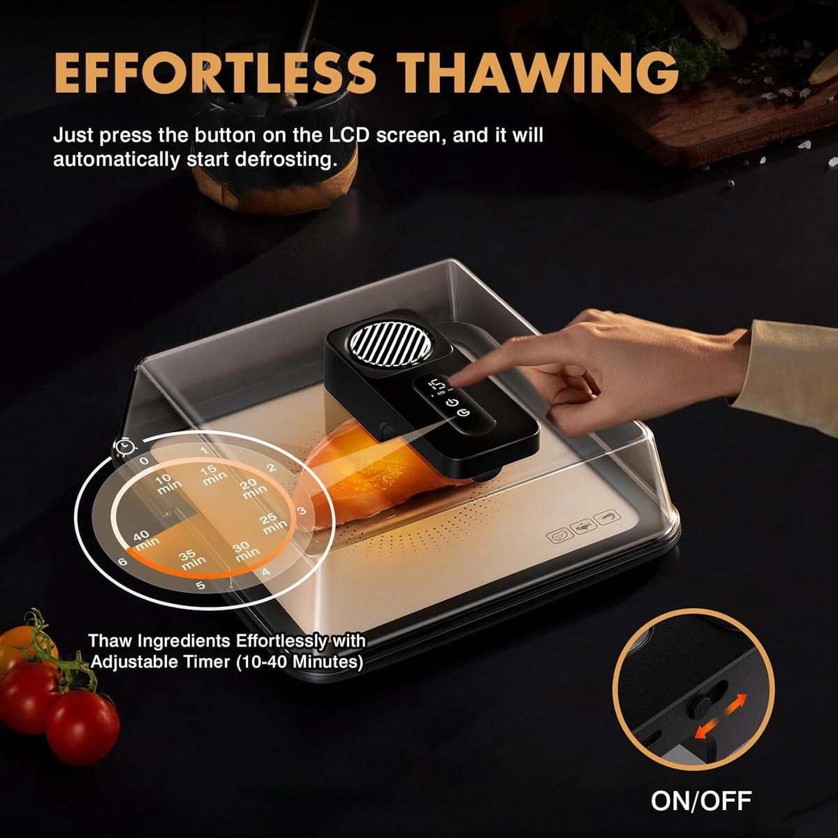 Garly Kitchen Rapid Meat Defroster Tray with Airflow Technology, Smart Thaw Frozen Meat in Minutes