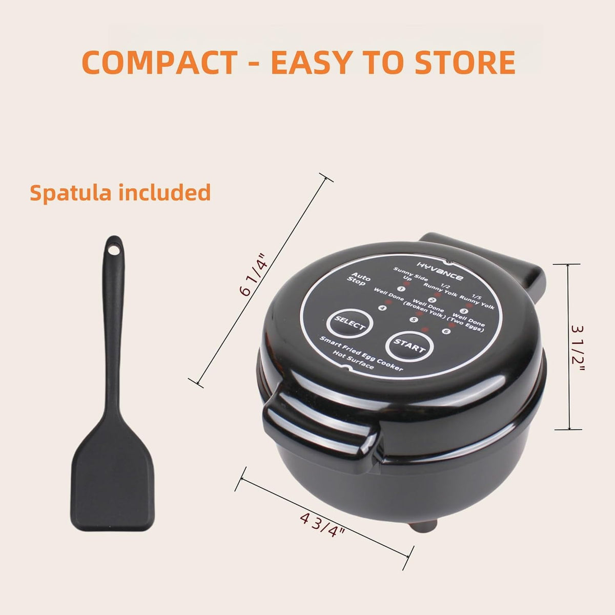 Garly Kitchen Smart Fried Egg Cooker, Automatic Sunny-Side & Over-Easy (Black)