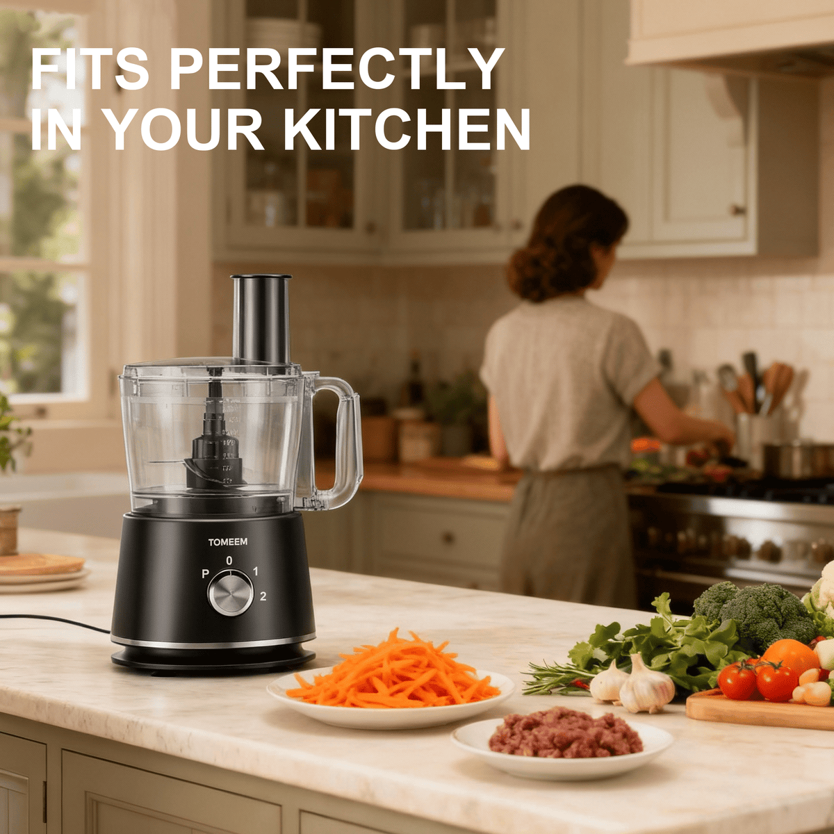 Garly Kitchen Food Processor 600W, 12-Cup, 2-Speed Pulse Chop Slice Knead