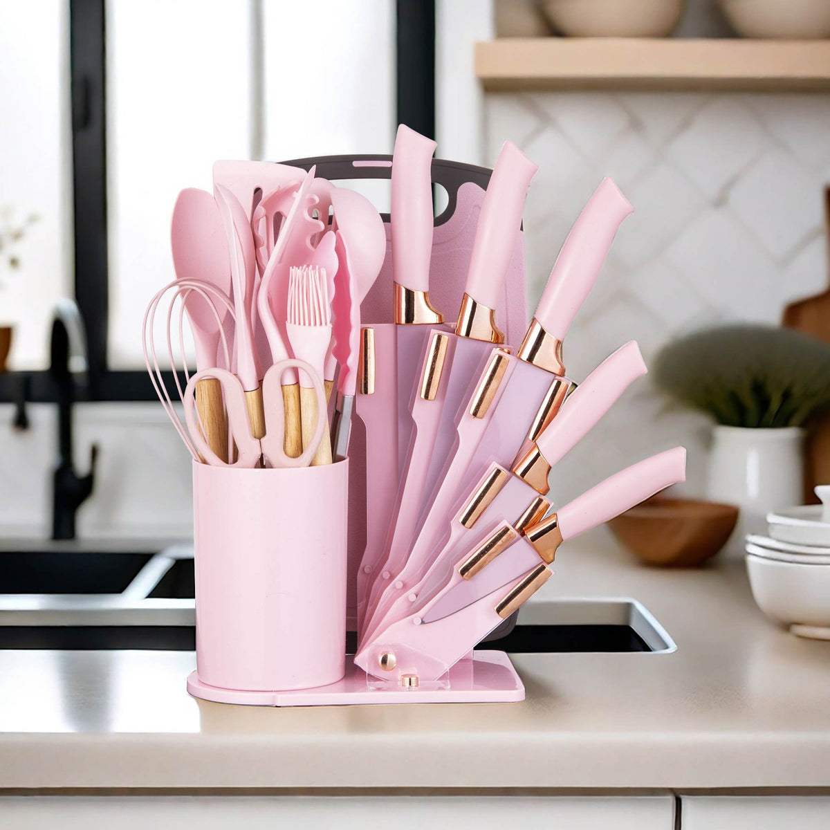 Garly Kitchen HEESEM 19-Piece Silicone Kitchen Utensil & Knife Set - Heat-Resistant Cooking Tools