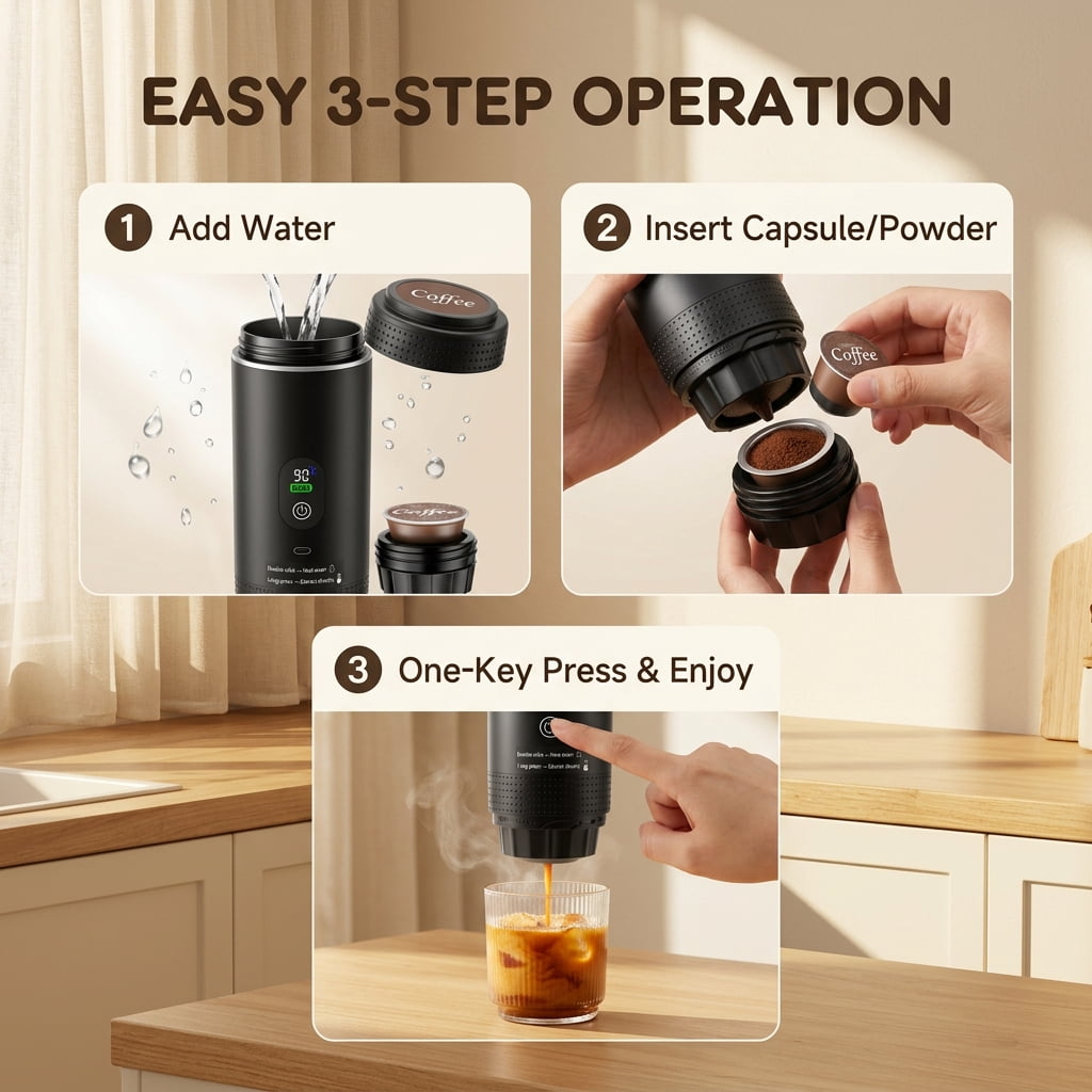 Garly Kitchen Doulami Rechargeable Cordless Portable Coffee Maker for Travel & Camping