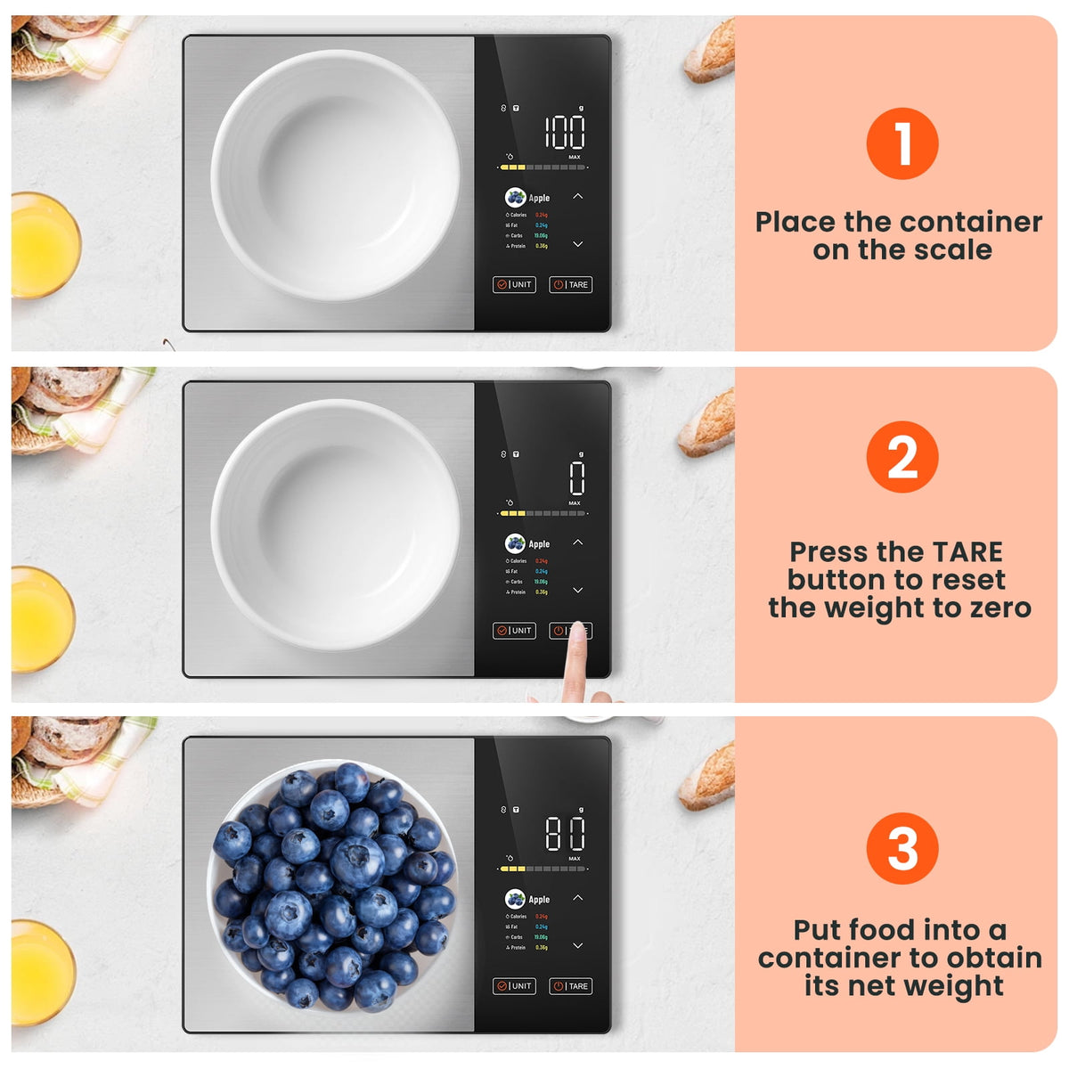 Garly Kitchen Smart Kitchen Scale, Digital Food Scale, Large TFT Color Display