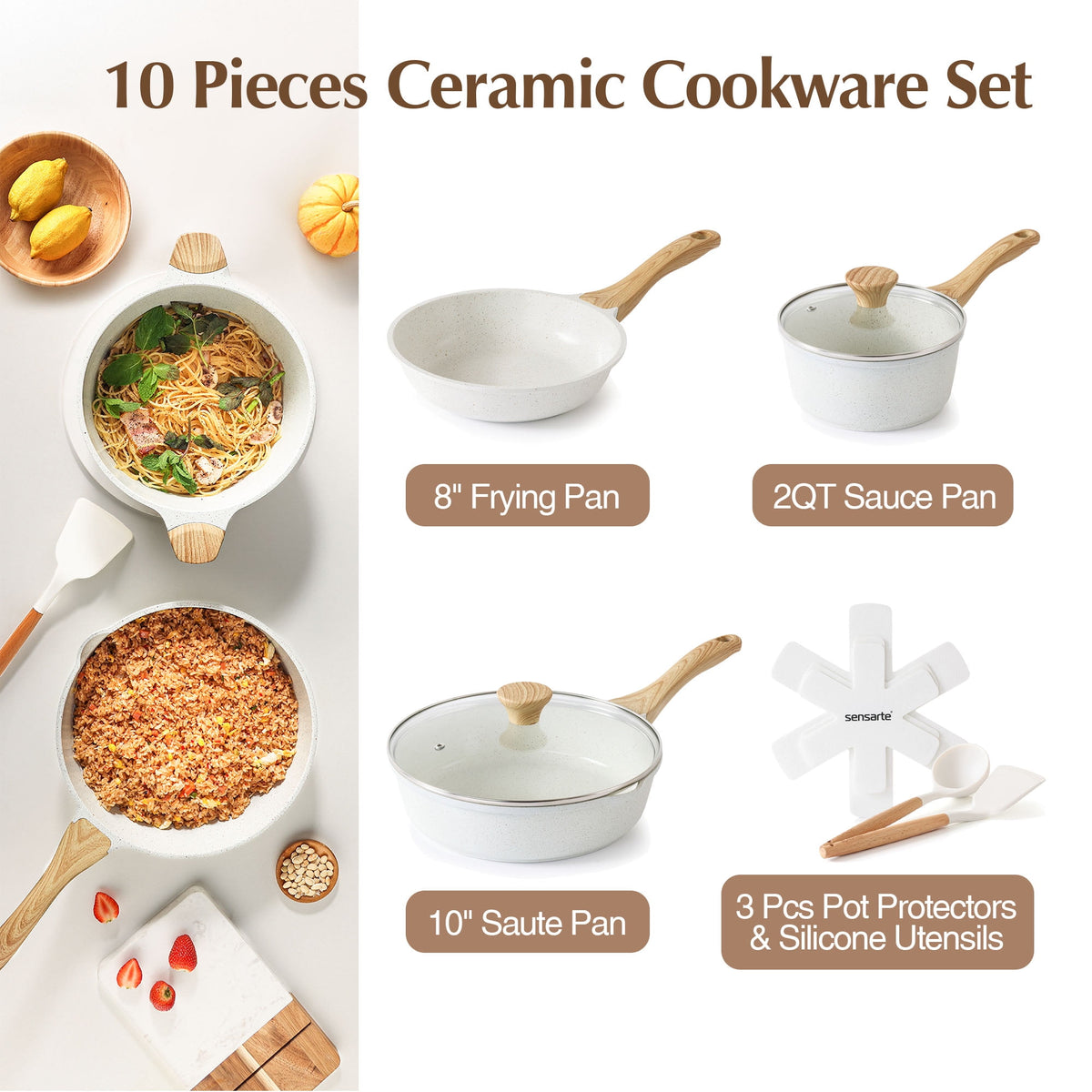 Garly Kitchen SENSARTE Ceramic Nonstick Pots and Pans Set