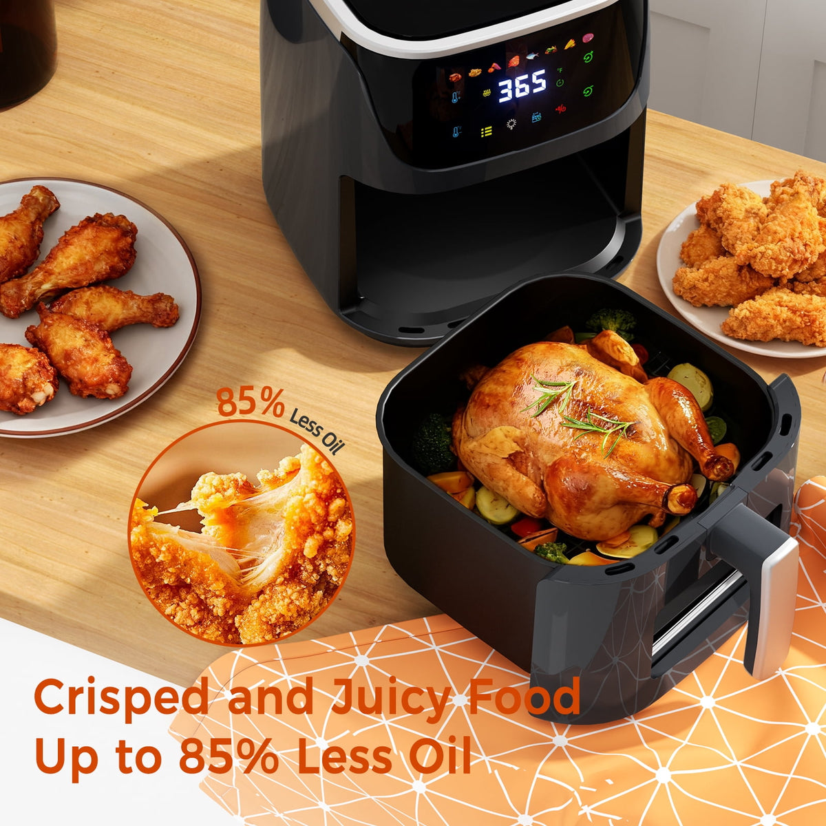 Garly Kitchen 8-Qt Air Fryer with 8 Food Preset, LED Digital Touch Screen, Roast, Reheat, Dehydrate
