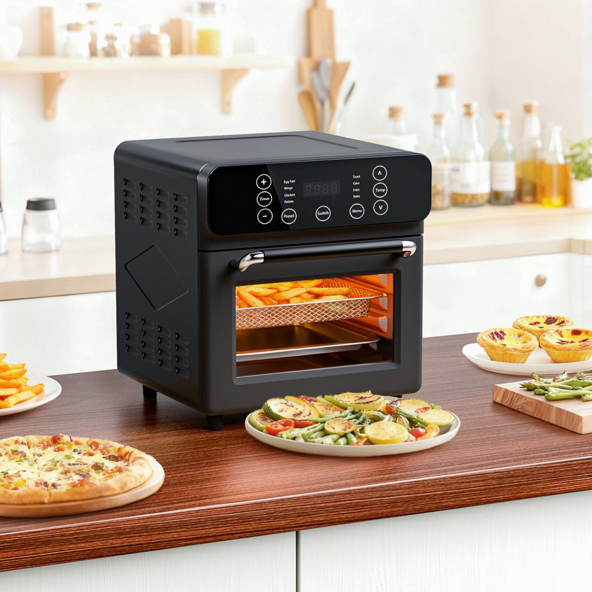 Garly Kitchen 10-Qt Air Fryer Oven, 8 Preset Functions, LED Smart Touch Display, Oil-Less Cooking