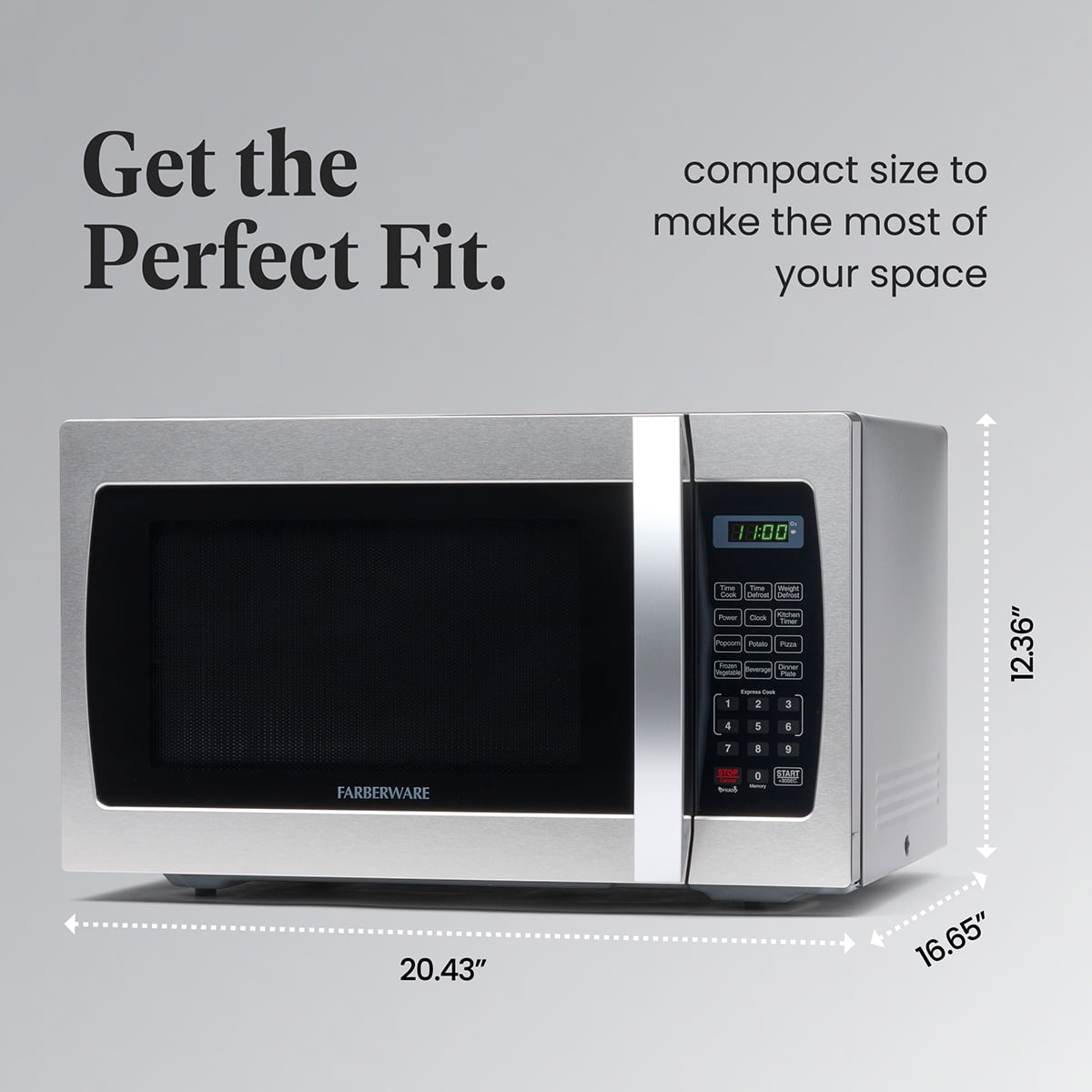 Garly Kitchen 1.3 cu ft Microwave Oven, 1100W Compact Microwave Oven with Smart Sensor
