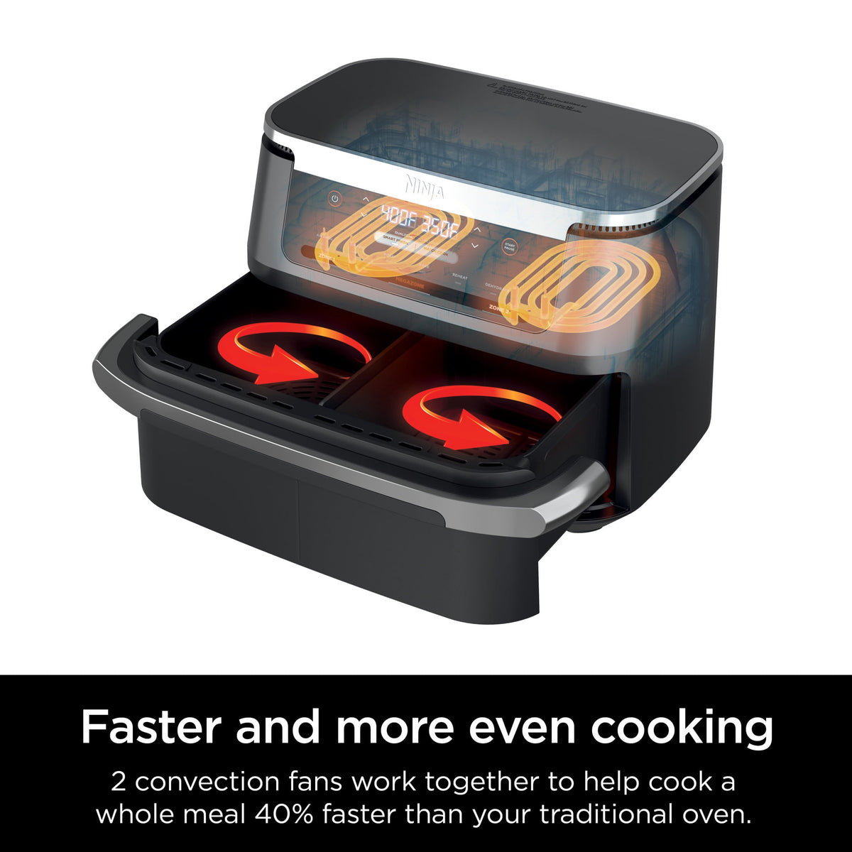 Garly Kitchen Air Fryer 7-Qt, DualZone FlexBasket, 6-in-1, Smart Finish, Cook 2 Foods 2 Ways