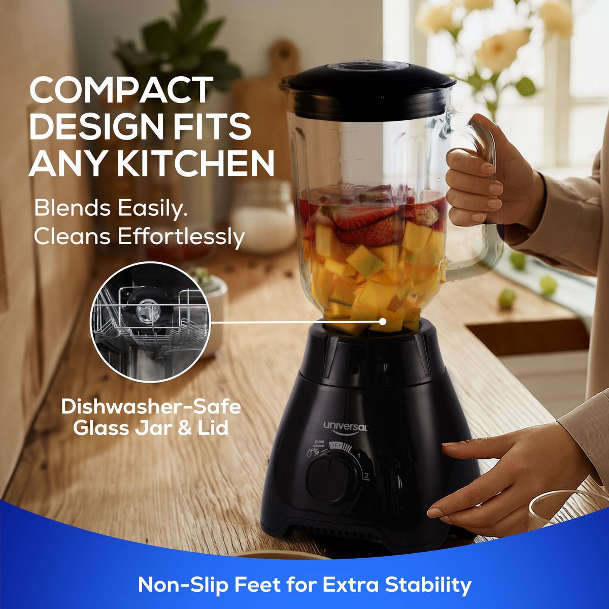 Garly Kitchen 550W Mass Vital Blender - Glass Jar 57 Oz / 1.8-Qt / 1.7 Liter