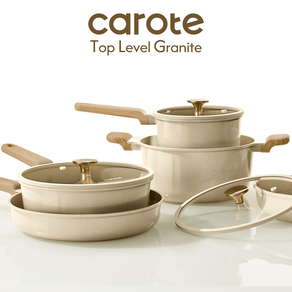 Garly Kitchen 19-Piece Ceramic Pots and Pans Set, Nonstick Cookware Set with Lids