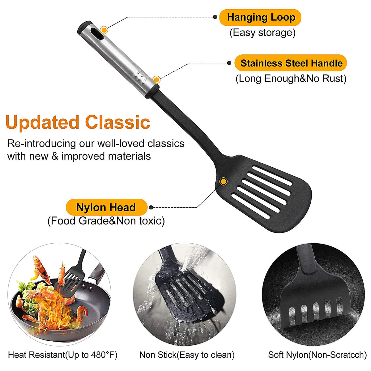 Garly Kitchen Kitchen Utensils Set, 43 PCS Nylon Utensils, Stainless Handles