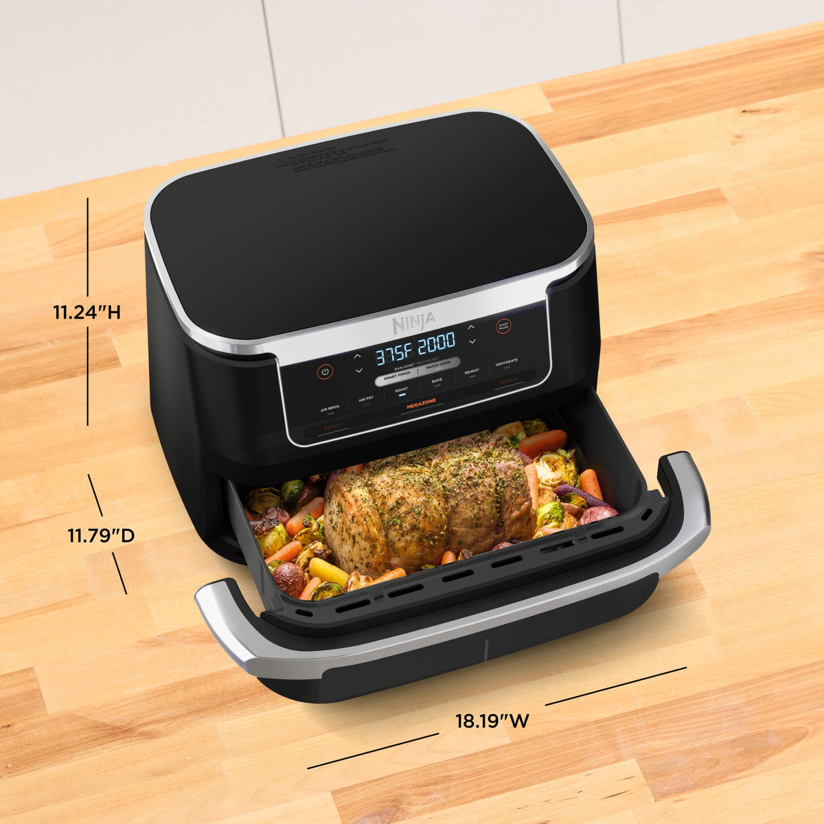Garly Kitchen Air Fryer 7-Qt, DualZone FlexBasket, 6-in-1, Smart Finish, Cook 2 Foods 2 Ways