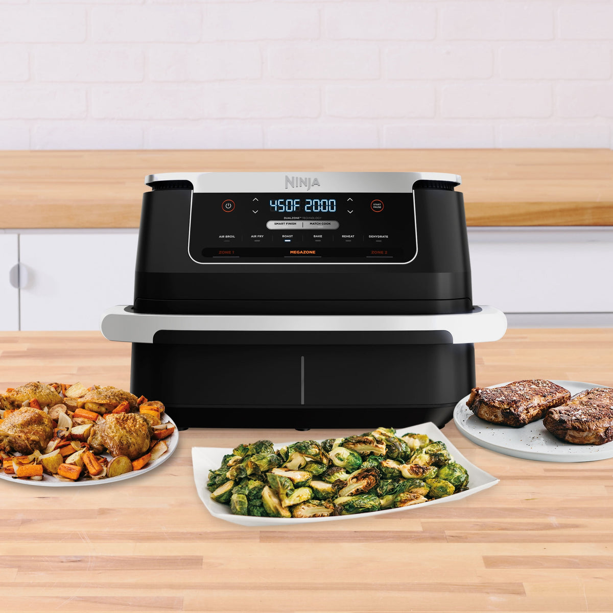 Garly Kitchen Air Fryer 7-Qt, DualZone FlexBasket, 6-in-1, Smart Finish, Cook 2 Foods 2 Ways