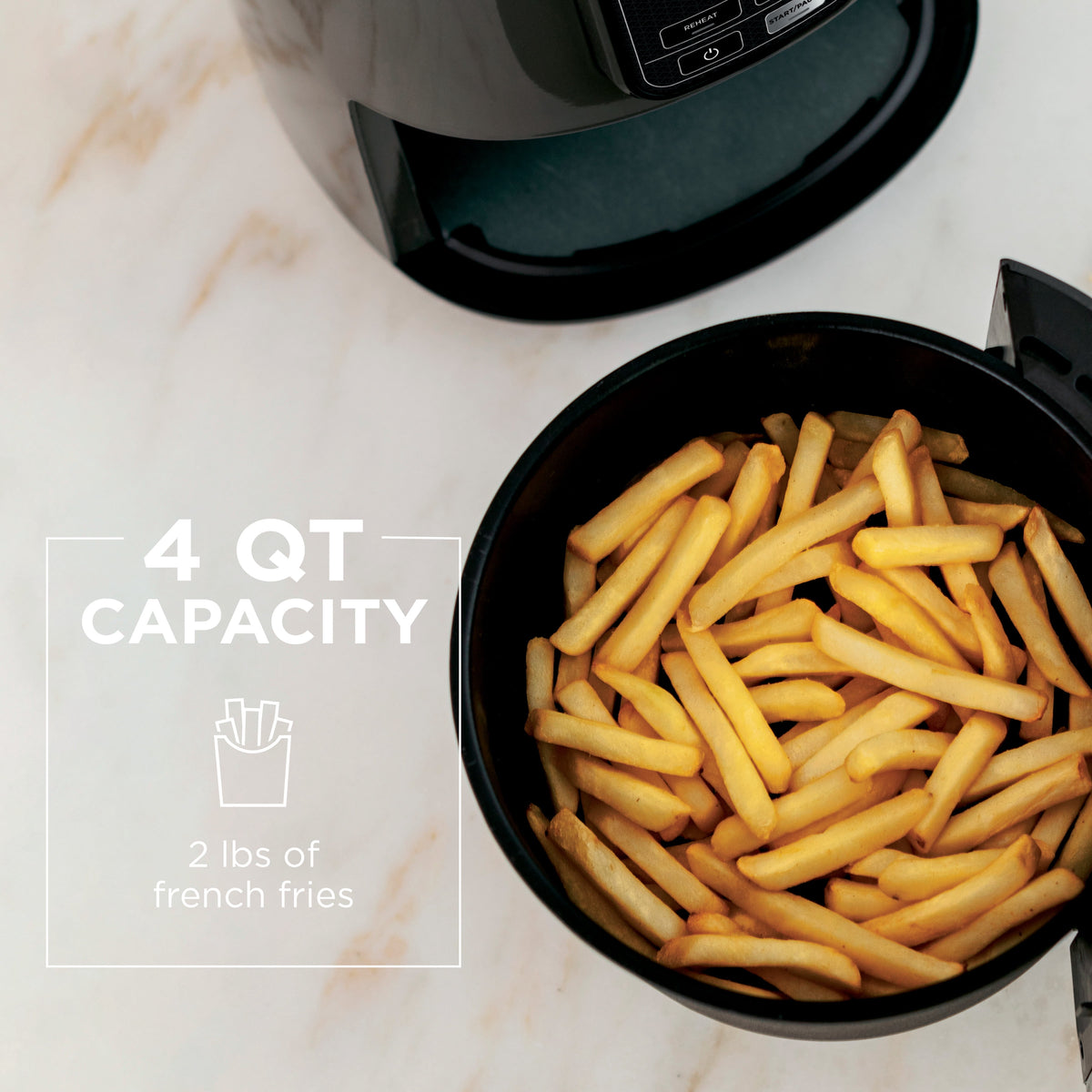 Garly Kitchen 4-Qt Air Fryer, 3 Functions, Air Fry, Reheat, and Dehydrate, Dishwasher Safe