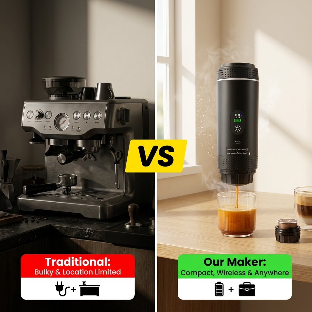 Garly Kitchen Doulami Rechargeable Cordless Portable Coffee Maker for Travel & Camping