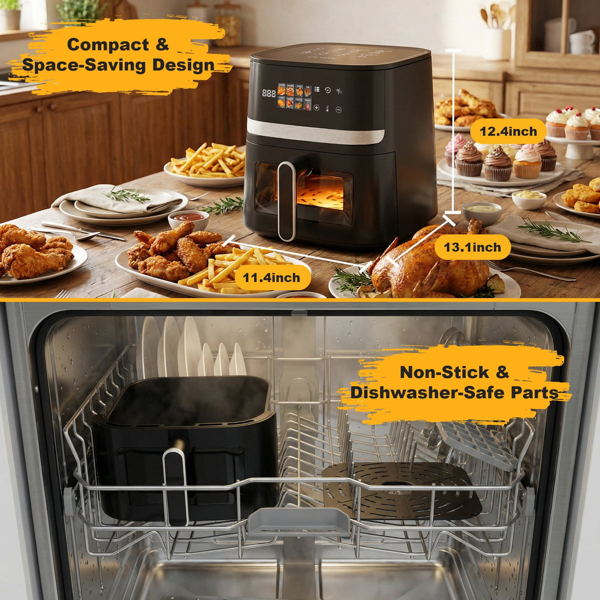 Garly Kitchen 8-Qt Air Fryer, 8-in-1 Presets Electric Hot Oven with Digital LED Touchscreen