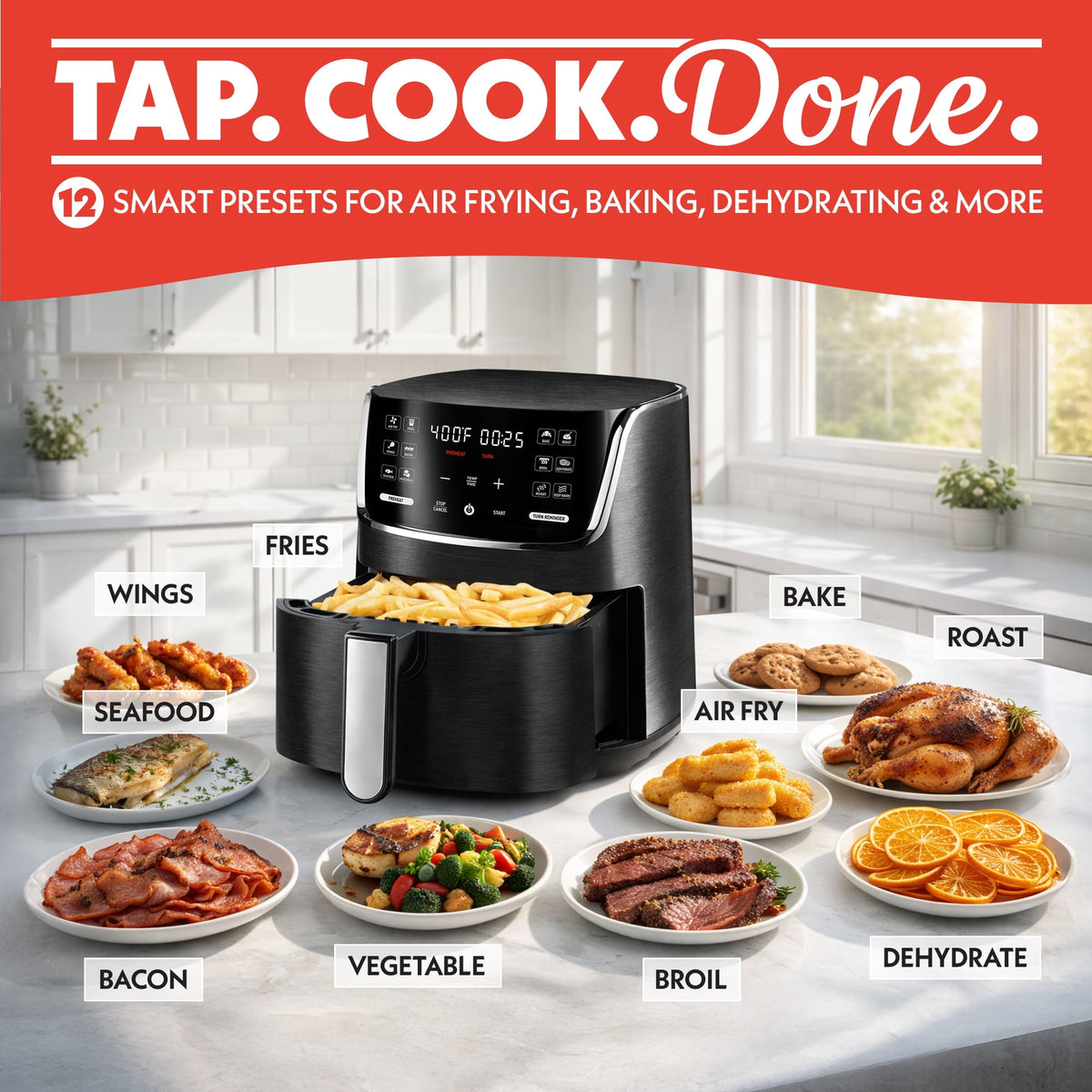 Garly Kitchen 4-Qt Digital Air Fryer with Presets, GAF414