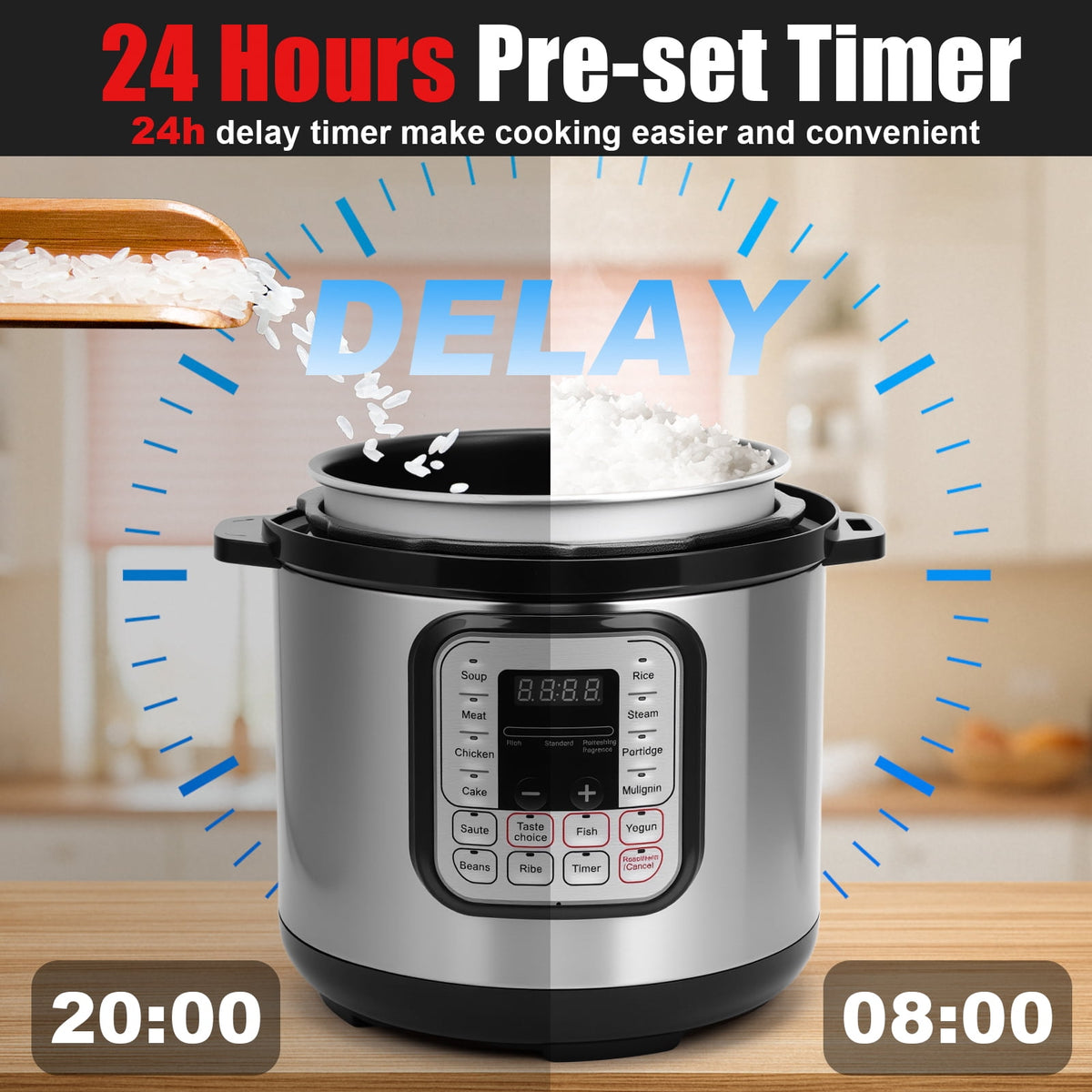 Garly Kitchen 5.5-Qt Electric Pressure Cooker, 16-in-1 Multi-Functional Slow Cooker, Rice Cooker