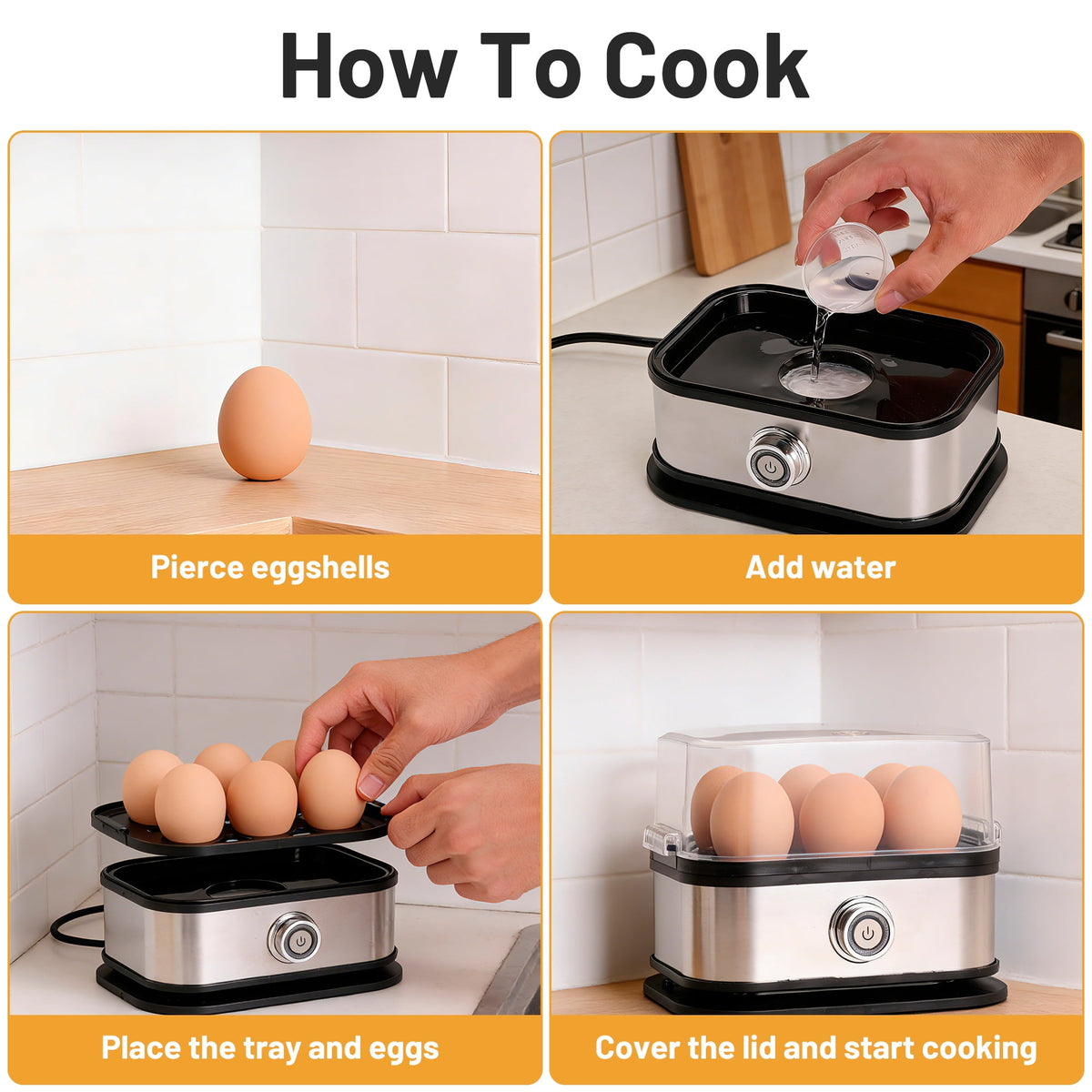 Garly Kitchen Smart Electric Egg Cooker, 6 Egg Capacity Rapid Cooker, Auto Shut-Off