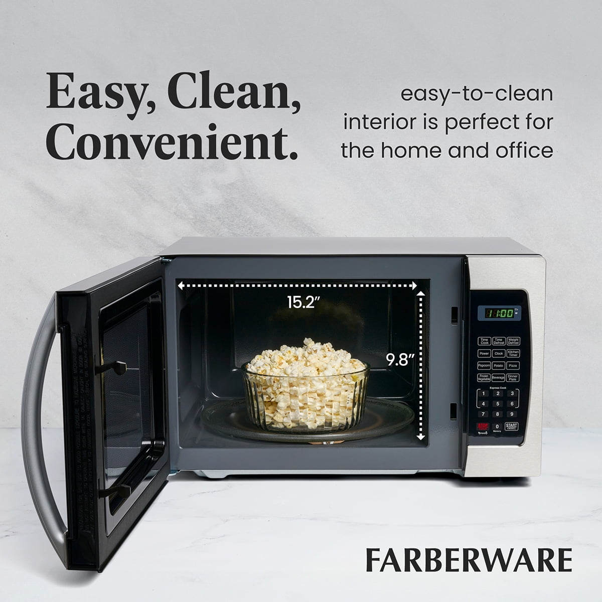 Garly Kitchen 1.3 cu ft Microwave Oven, 1100W Compact Microwave Oven with Smart Sensor