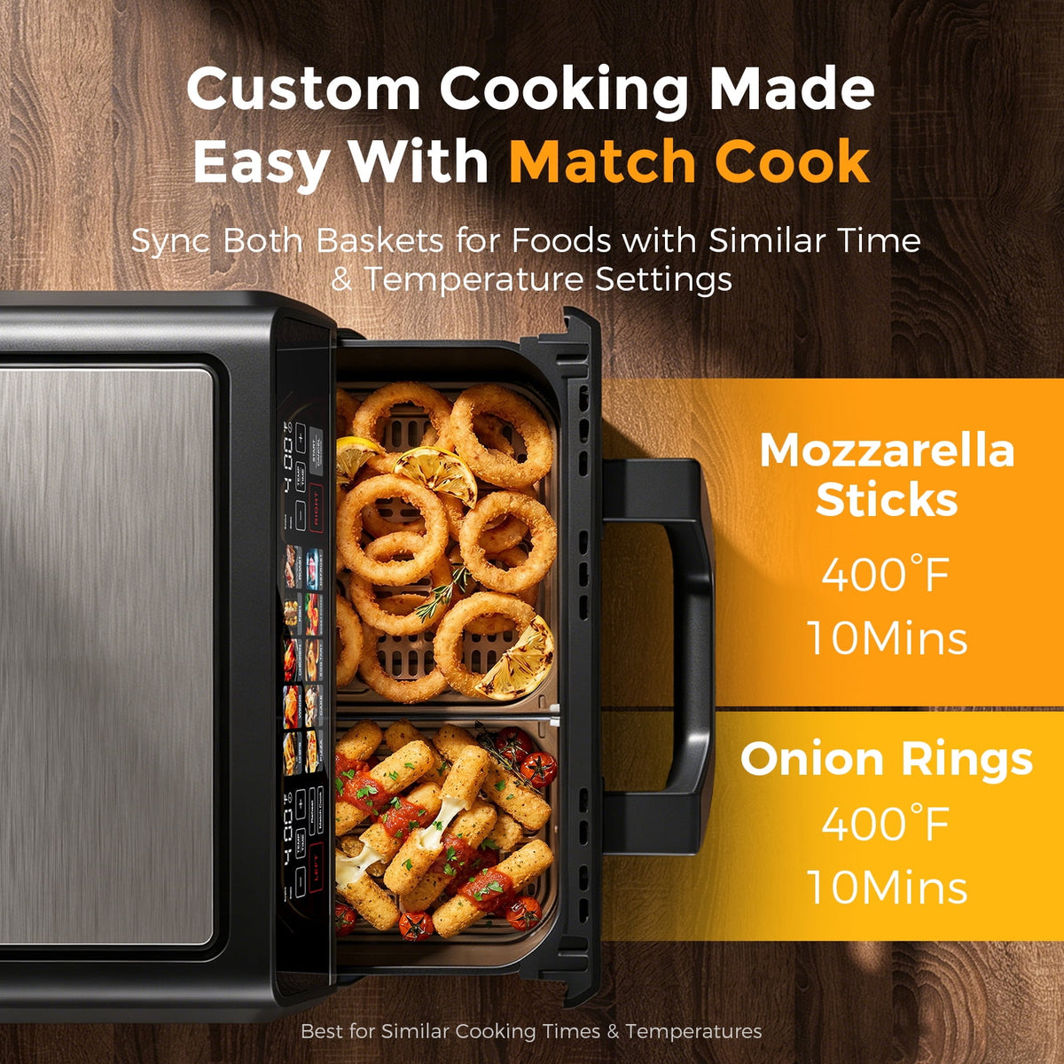 Garly Kitchen 11-Qt Dual Basket Air Fryer Oven, Digital Control, View Window