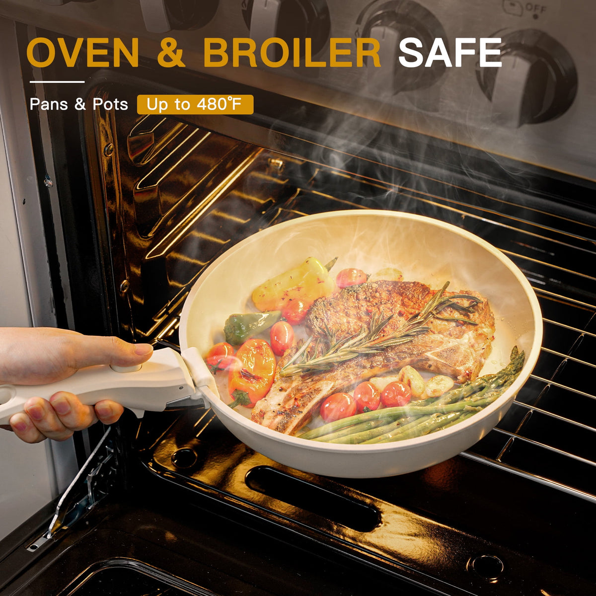 Garly Kitchen 22 Piece Pots and Pans Set Non Stick, Cookware Set with Detachable Handles, Oven Safe