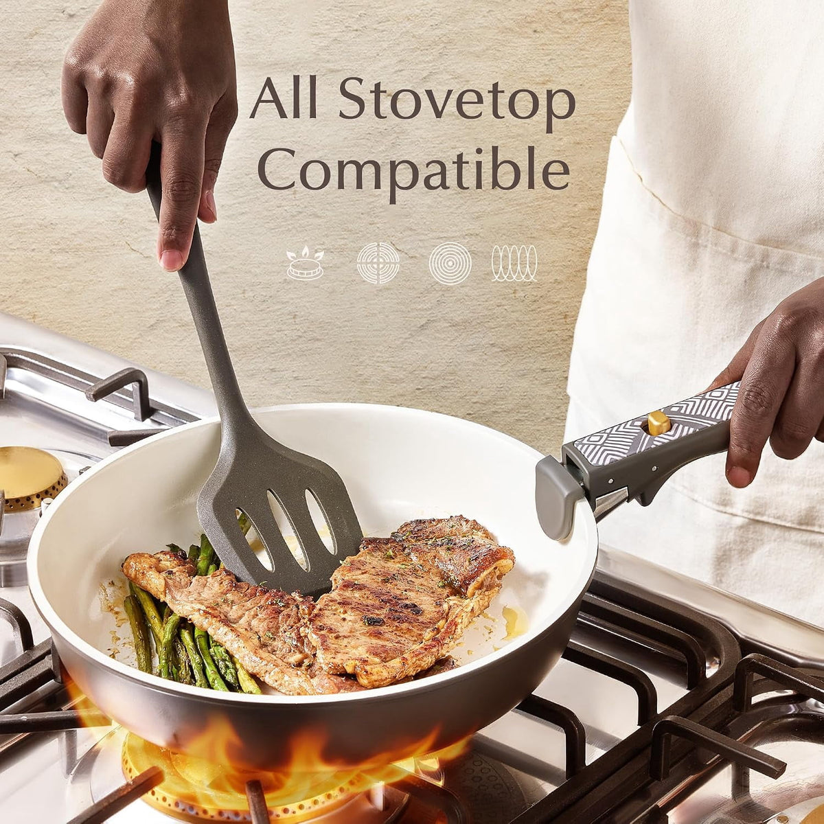 Garly Kitchen 33-Pieces Ceramic Cookware Set, Nonstick Pots and Pans with Detachable Handles