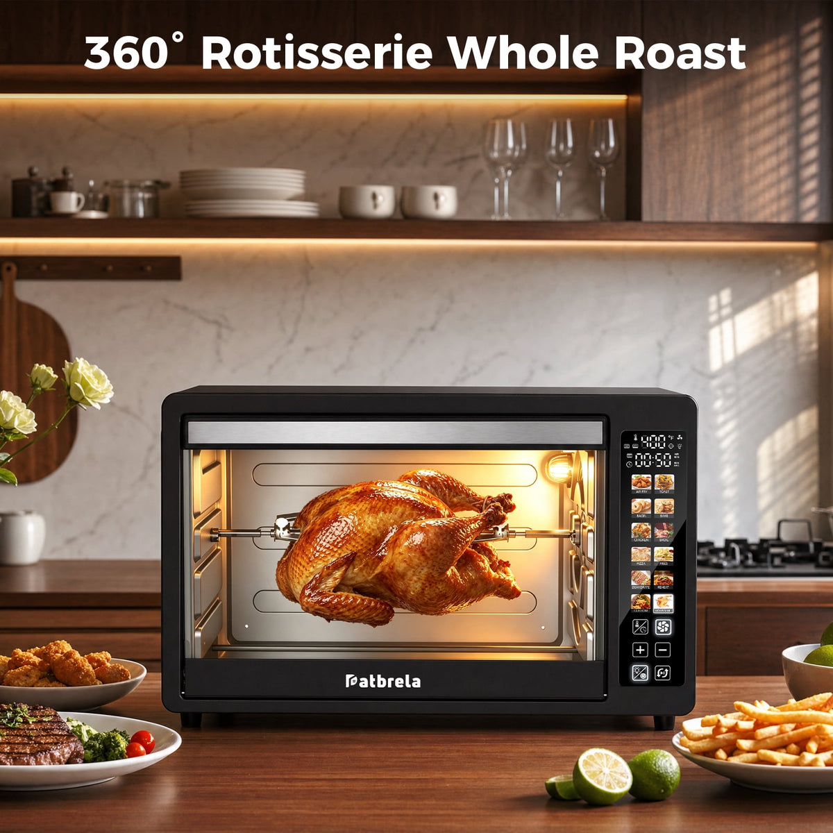 Garly Kitchen 35-Qt Super-Large Digita Toaster Oven Air Fryer, 360° Rotisserie Whole Roast