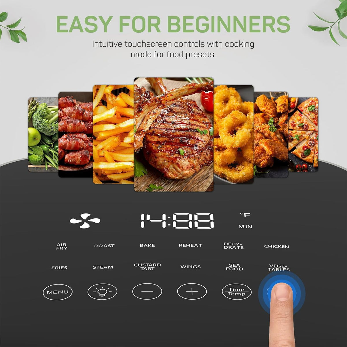 Garly Kitchen Air Fryer, 6-Qt Smart Air Fryer, 12-in-1 Functions - Air Fry, Roast, Reheat