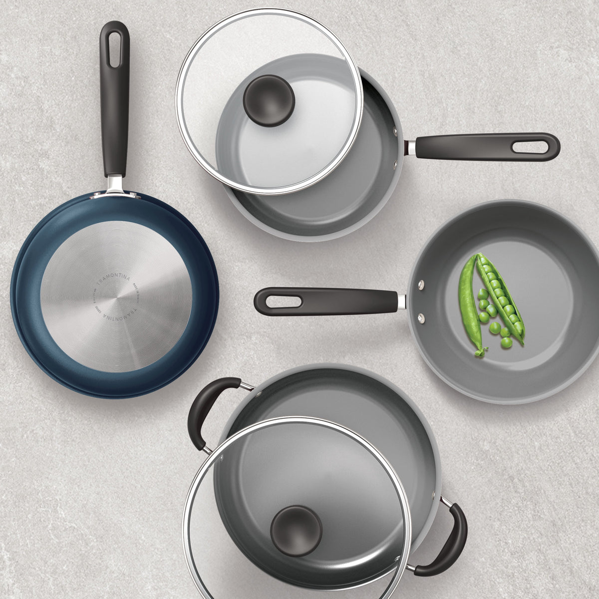 Garly Kitchen 18-Piece Nonstick Cookware Set Blue